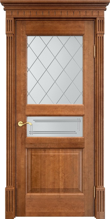 Двери в интерьере - Дверь Итальянская Легенда массив ольхи ОЛ5 орех 10% с патиной, стекло 5-2
