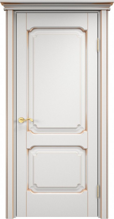Дверь Итальянская Легенда массив ольхи ОЛ7.2 белый грунт с патиной золото, глухая. Фото №2