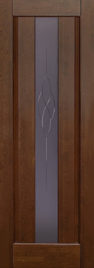 Дверь ОКА массив ольхи Версаль античный орех, стекло графит с фрезеровкой