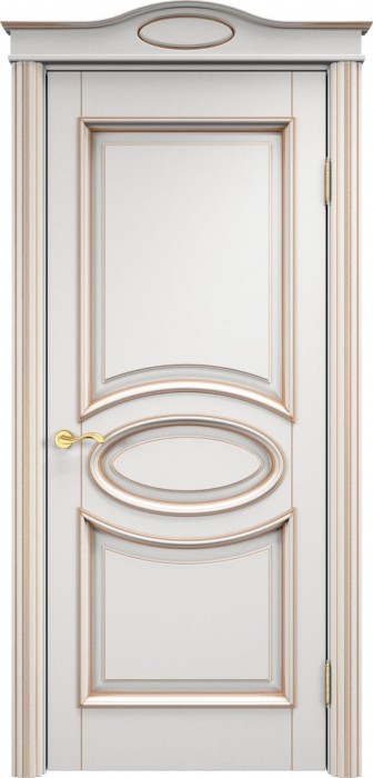 Дверь Итальянская Легенда массив ольхи ОЛ26 белый грунт с патиной золото, глухая. Фото №2