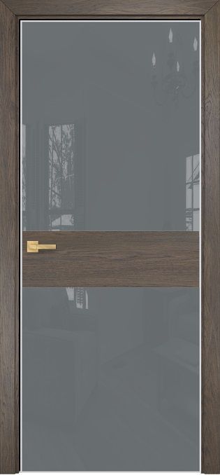 Двери в интерьере - Дверь Оникс Соло 2 дуб античный, глухая, Lacobel RAL 7040