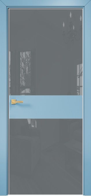 Двери в интерьере - Дверь Оникс Соло 2 эмаль голубая, глухая, Lacobel RAL 7040