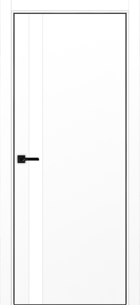 Двери в интерьере - Дверь Эко 211 белый снежный, кромка AL черная SB с 4-х сторон, lacobel белый