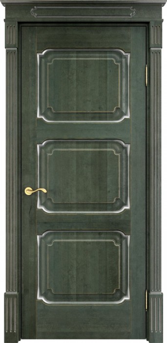 Дверь ПМЦ массив ольхи ОЛ7.3 зеленый с патиной серебро, глухая. Фото №2