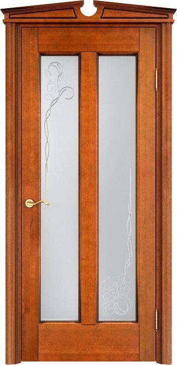 Дверь Итальянская Легенда массив ольхи ОЛ102 медовый с патиной орех, стекло 102-2