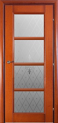 Дверь Краснодеревщик 3340 бразильская груша, стекло матовое гравировка Торшон