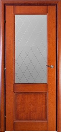Двери в интерьере - Дверь Краснодеревщик 3324 бразильская груша, стекло матовое гравировка Кристалл