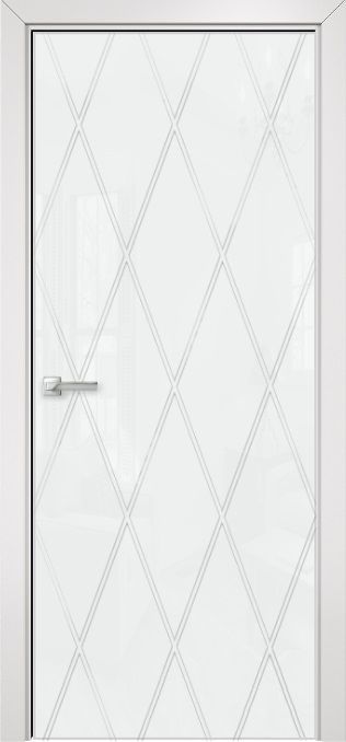 Двери в интерьере - Дверь Оникс Арт, лакобель белый RAL0333 контурный витраж №11
