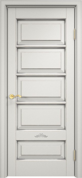 Двери в интерьере - Дверь Итальянская Легенда массив ольхи ОЛ44 белый грунт с патиной серебро, глухая