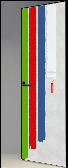 Двери в интерьере - Дверь скрытая с отделкой эмаль по NCS ИУ2, 2,1 м, кромка AL black, revers, 59 мм