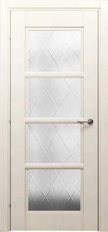 Двери в интерьере - Дверь Краснодеревщик 3340 выбеленный дуб, стекло матовое гравировка Кристалл