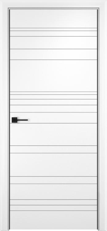 Двери в интерьере - Дверь V Loft экошпон Лайн-1 вайт, AL кромка черная, глухая