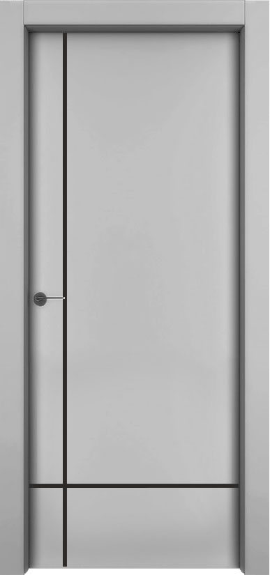Двери в интерьере - Дверь 1001-М3 эмаль серая, молдинг черный, глухая