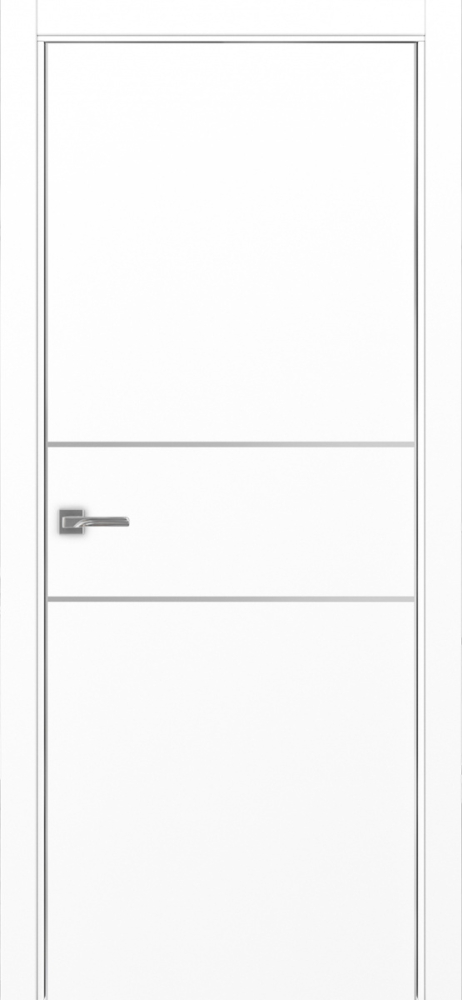 Двери в интерьере - Дверь Эко 203 белый снежный молдинг SC, кромка AL хром SC с 2-х сторон, глухая