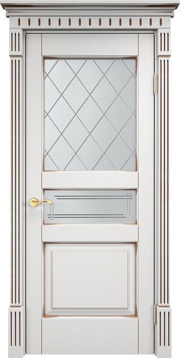 Двери в интерьере - Дверь Итальянская Легенда массив ольхи ОЛ5 белый грунт с патиной орех, стекло 5-2