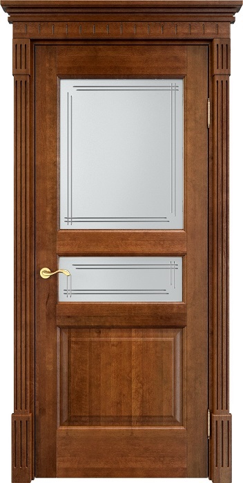 Двери в интерьере - Дверь Итальянская Легенда массив ольхи ОЛ5 коньяк, стекло 5-4
