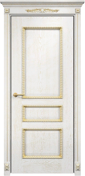 Дверь Оникс Версаль эмаль белая с золотой патиной, глухая. Фото №2