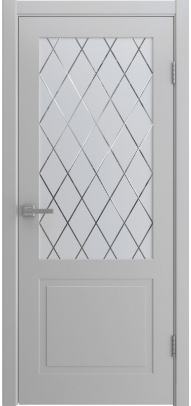 Двери в интерьере - Дверь Verona эмаль светло-серая, сатинат гравировка Ромбы