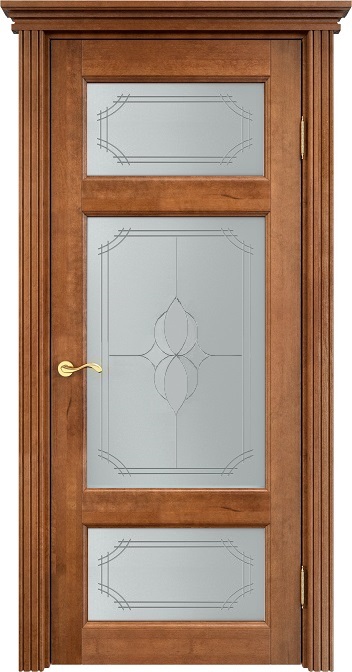 Двери в интерьере - Дверь Итальянская Легенда массив ольхи ОЛ55 орех 10%, стекло 55-3