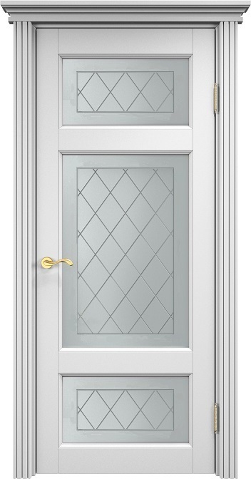 Дверь Итальянская Легенда массив ольхи ОЛ55 эмаль белая, стекло 55-8