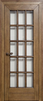 Дверь ПМЦ массив дуба Д13 белый грунт с патиной орех, стекло 13-10