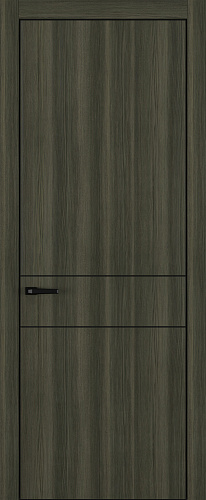 Дверь Z K16 toppan дуб темный, ALU кромка черная, молдинг черный, глухая