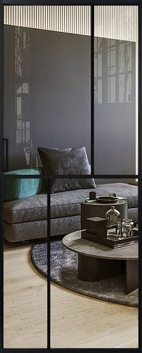 Перегородка Alum №6 черный, стекло прозрачное бронза