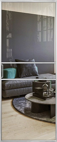 Перегородка Alum №2 хром, стекло прозрачное бронза