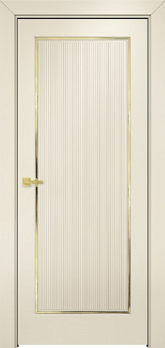 Дверь Оникс Сиэтл 1 эмаль слоновая кость молдинг золото, глухая