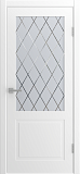 Дверь Verona эмаль белая, сатинат гравировка Ромбы