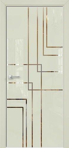 Дверь Оникс Арт, лакобель слоновая кость RAL 1013, зеркало №13