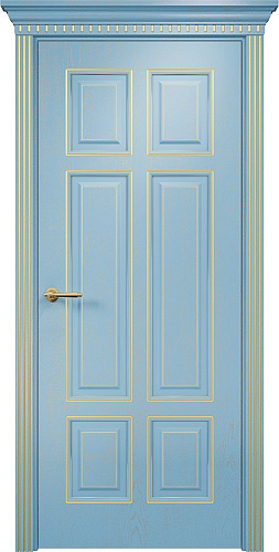 Дверь Оникс Гранд фрезерованная эмаль голубая патина золото, глухая