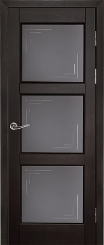 Дверь ОКА массив ольхи Турин венге, стекло графит с фрезеровкой