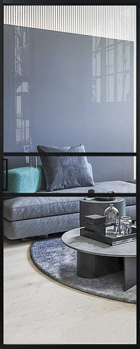 Перегородка Alum №2 черный, стекло прозрачное