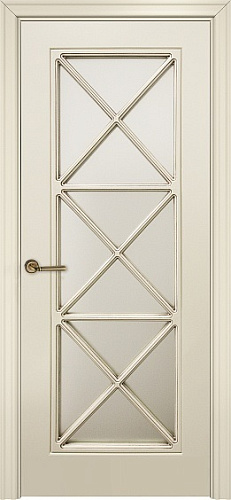 Дверь Оникс Турин фрезерованная эмаль слоновая кость, сатинато с решеткой №5