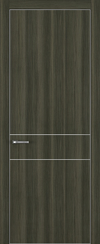 Дверь Z K16 toppan дуб темный, ALU кромка хром, молдинг серебро, глухая