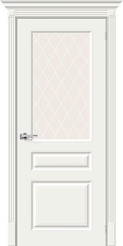 Дверь Скинни-15.1 эмаль Whitey, сатинато белое художественное "White Сrystal"