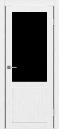 Дверь Эко 502.21 белый лед, lacobel черный