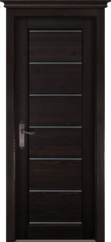 Дверь ОКА браш массив сосны Премьер плюс (ПЧО) венге, стекло матовое белое