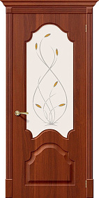 Недавно просмотренные - Дверь Браво Скинни-33 итальянский орех, стекло белое художественное, с элементами фьюзинга