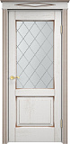 Дверь ПМЦ массив дуба Д13 белый грунт с патиной орех, стекло 13-10