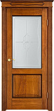 Дверь ПМЦ массив дуба Д6 медовый с патиной орех, стекло 6-5