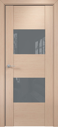 Дверь Оникс Парма беленый дуб, глухая лакобель RAL 7040