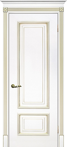 Дверь Текона эмаль Smalta 08 белый RAL 9003 патина золото, глухая