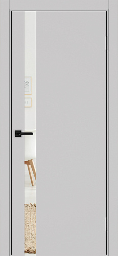 Дверь Эко 211 пепельный, кромка ABS, зеркало
