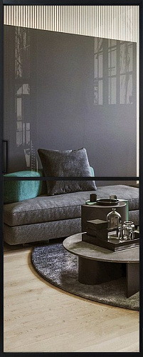 Перегородка Alum №1 черный, стекло прозрачное бронза