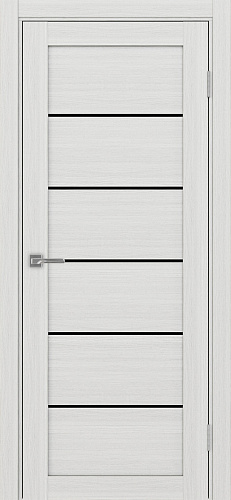 Дверь Эко 506.12 ясень серебристый, lacobel черный