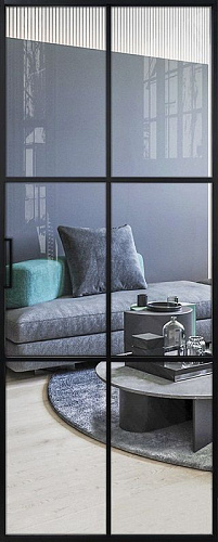 Перегородка Alum №7 черный, стекло прозрачное