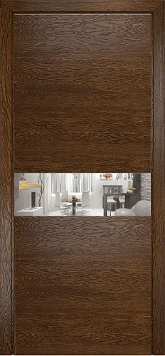 Дверь Оникс Соло дуб коньячный, глухая с вставкой зеркала