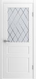 Дверь Stella эмаль белая, сатинат гравировка Ромбы